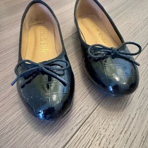 French Sole London Amelie black patent croc flats, size 6